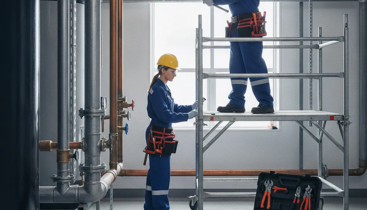 Plumbing repair technician servicing Dayton, OH home pipes for leak and freeze damage