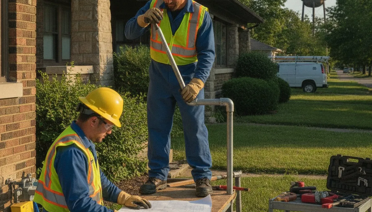 Plumber repairing a pipe in Dayton, OH for plumbing repair services