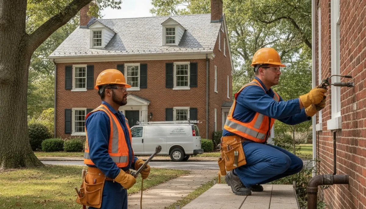 Plumber repairing a pipe in Dayton, OH for local plumbing repair service