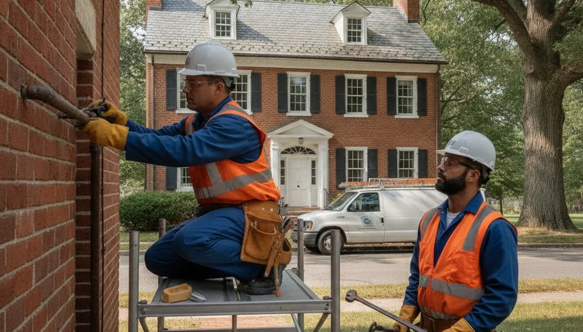 Plumber repairing pipe in Dayton, OH for residential plumbing service